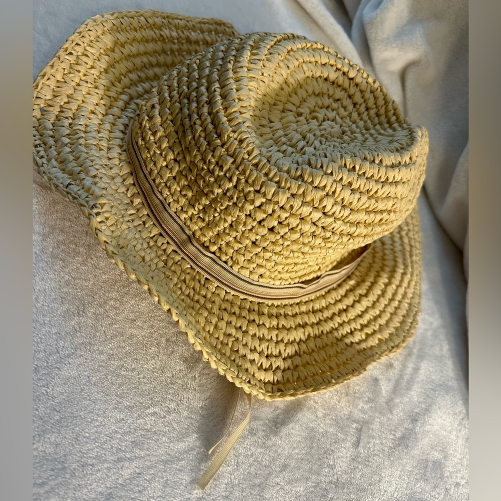 Nordstrom Yellow Straw Sun Hat with Brown Accent